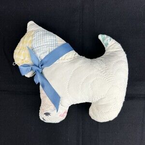 Handmade Vintage Depression Era Quilt Scottie Dog Stuffed Animal Plush Decor